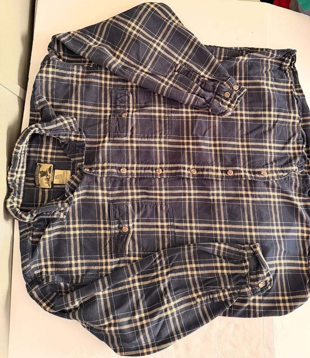 Field & Stream Men's Navy Blue Plaid Long Sleeve Cotton Flannel Shirt XXL
